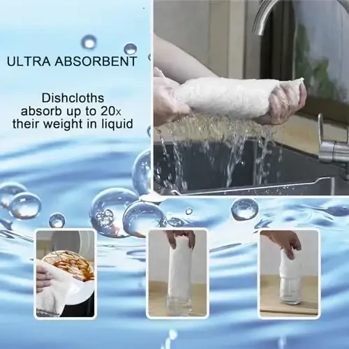 kimteny Oshxona Sochig'i Idish Sochiqlari, 13x28 dyuymli Premium Idish Sochiqlari, Super Absorbent Marjon Baxmal Mikrofiber Tozalash Sochiqlari, Idish Yuvish uchun Tez Quriydigan Latta (13x28-8 Paket, Oq) - 4