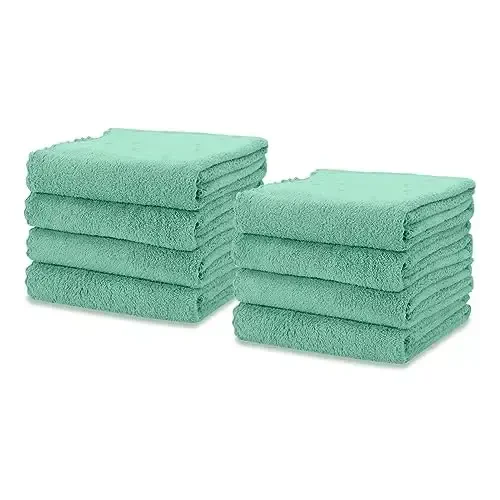 kimteny Oshxona Sochig'i Idish Sochiqlari, 13x28 dyuymli Premium Idish Sochiqlari, Super Yutuvchi Marjon Baxmal Mikrofiber Tozalash Sochiqlari, Idishlarni Yuvish uchun Tez Quriydigan Latta (13x28-8 dona, Yashil) - 1