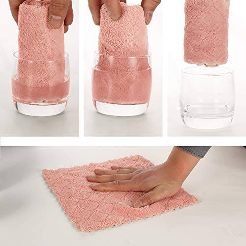 kimteny Cleaning Cloths Kitchen Towels Microfiber Washcloths Lint Free Dish Cloth Reusable Dishtowels Household Super Absorbent Fast Drying, 10