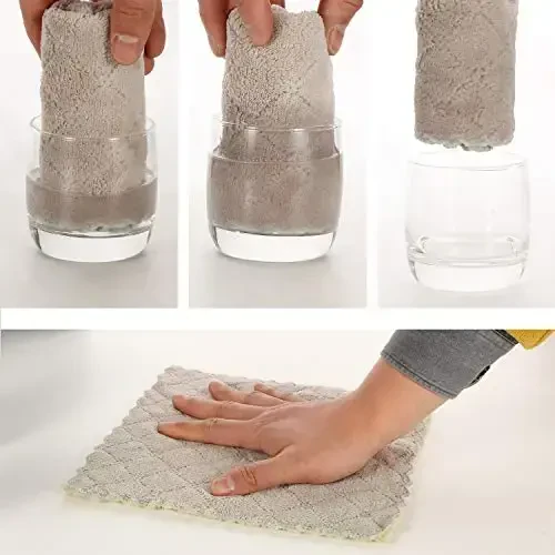 kimteny Cleaning Cloths Kitchen Towels Microfiber Washcloths Lint Free Dish Cloth Reusable Dishtowels Household Super Absorbent Fast Drying, 10