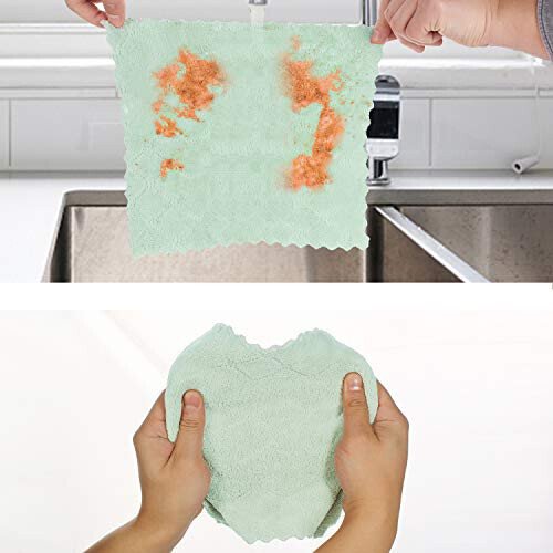 kimteny Cleaning Cloths Kitchen Towels Microfiber Washcloths Lint Free Dish Cloth Reusable Dishtowels Household Super Absorbent Fast Drying, 10