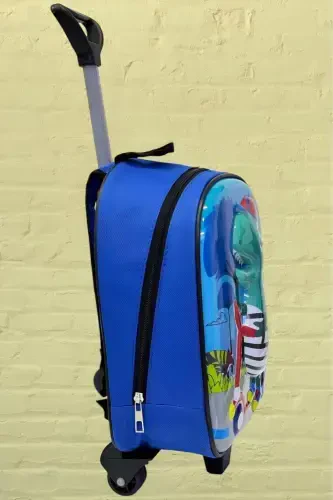 Kindergarten Creche Wheeled Dinosaur Character 5d Embossed 2-6 Age Backpack and School Bag-Green - 5