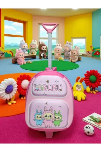 Kindergarten Nursery Children Suitcase Backpack Wheeled - Pink 