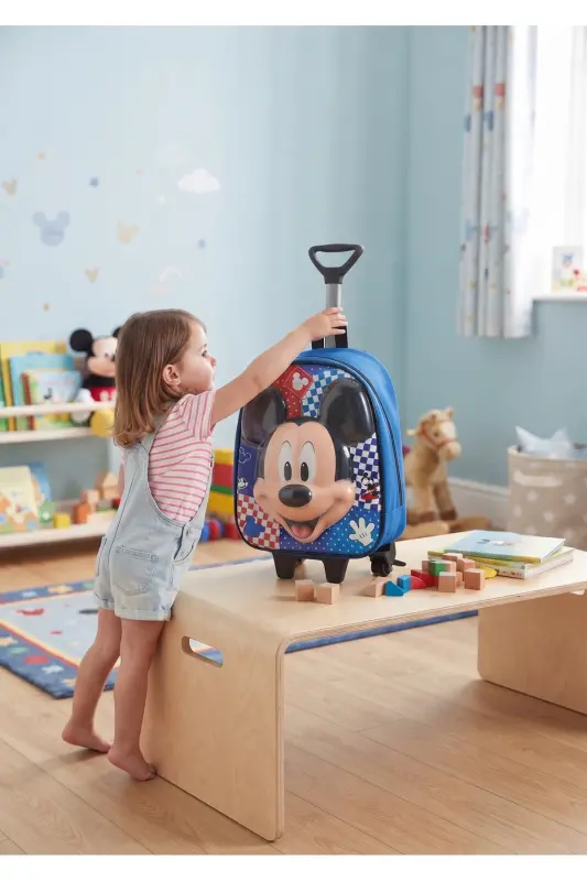 Kindergarten Nursery Kids Suitcase Backpack Trolley Wheeled - Blue Cute Mouse - 3