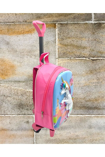 Kindergarten Nursery Pull-Along Unicorn Pony Horse Printed 3-6 Years 3d Embossed Back School Bag - 2