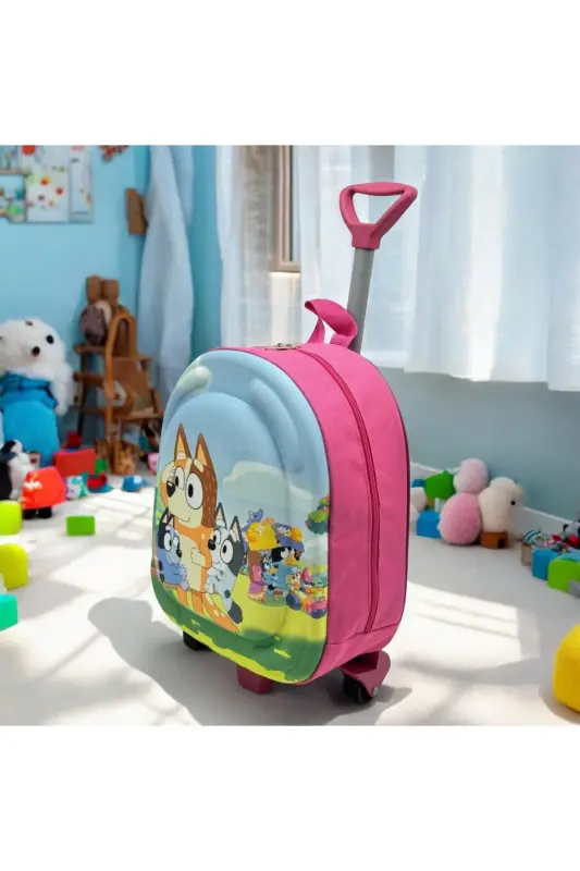 Kindergarten Nursery School Children Suitcase Backpack Trolley Wheeled-blueuey - 2