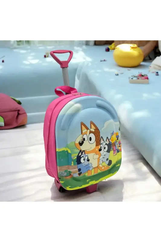 Kindergarten Nursery School Children Suitcase Backpack Trolley Wheeled-blueuey - 7