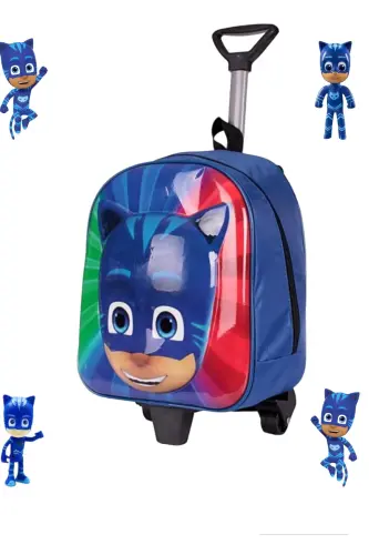 Kindergarten Nursery School Children Suitcase Backpack Wheeled Pijamaskeliler Backpack-Green - 1