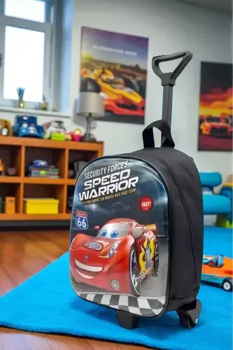 Kindergarten Nursery School Children Suitcase Backpack Wheeled Trolley-Black - 4