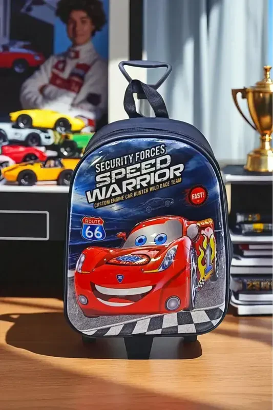 Kindergarten Nursery School Children Suitcase Backpack Wheeled Trolley-Black - 6