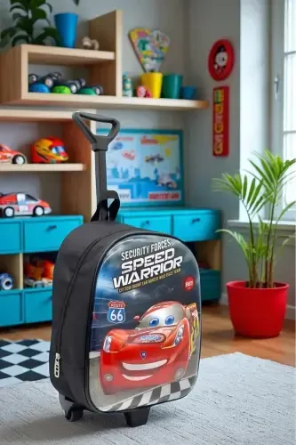 Kindergarten Nursery School Children Suitcase Backpack Wheeled Trolley-Black - 8