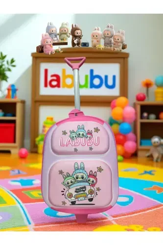 Kindergarten Nursery School Children's Suitcase Backpack with Trolley Wheels-LABUBU - 1