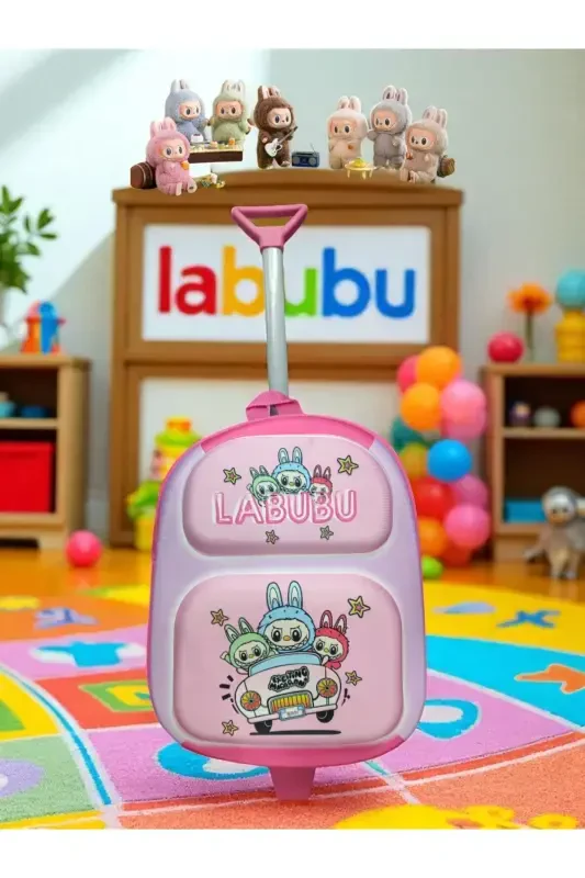 Kindergarten Nursery School Children's Suitcase Backpack with Trolley Wheels-LABUBU - 1