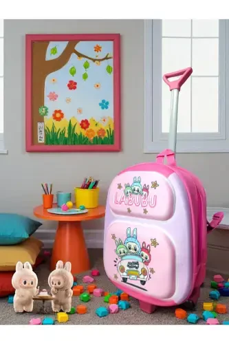 Kindergarten Nursery School Children's Suitcase Backpack with Trolley Wheels-LABUBU - 4