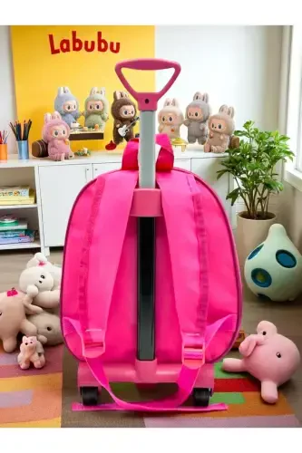Kindergarten Nursery School Children's Suitcase Backpack with Trolley Wheels-LABUBU - 8