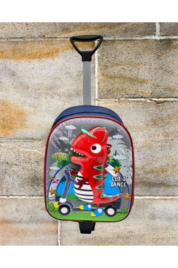 Kindergarten Nursery Wheeled Dino Character 5d Embossed Print 2-6 Years Backpack School Bag - 1