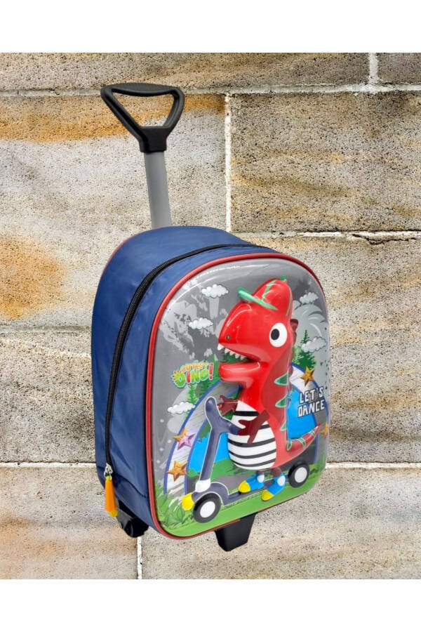 Kindergarten Nursery Wheeled Dino Character 5d Embossed Print 2-6 Years Backpack School Bag - 2