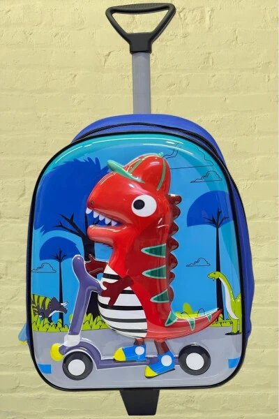 Kindergarten Nursery Wheeled Dino Character 5d Embossed Print 2-6 Years Backpack School Bag - UNIQUERRS