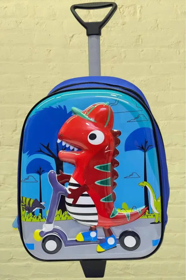 Kindergarten Nursery Wheeled Dino Character 5d Embossed Print 2-6 Years Backpack School Bag - 1