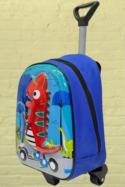 Kindergarten Nursery Wheeled Dino Character 5d Embossed Print 2-6 Years Backpack School Bag - 3