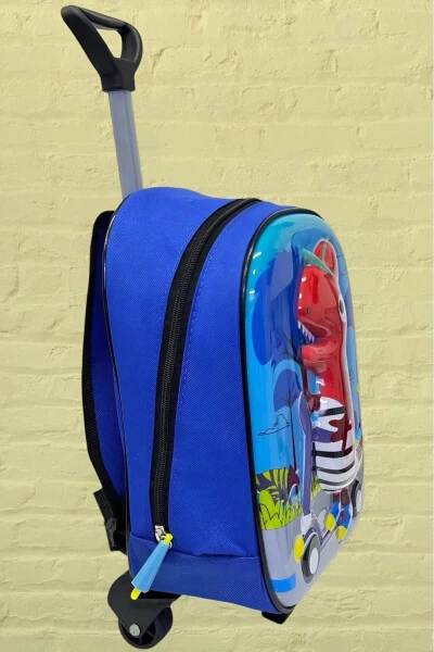 Kindergarten Nursery Wheeled Dino Character 5d Embossed Print 2-6 Years Backpack School Bag - 5