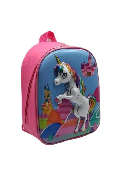 Kindergarten & Preschool Kids Backpack Pony Horse & Unicorn Character 3-6 Years Old 5d Embossed School Bag 30CM - 2