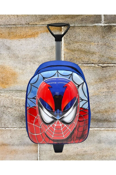 Kindergarten Preschool Spiderman Figured 2-6 Years Old 5d Printed Pull-Along Wheeled Backpack School Bag - 1