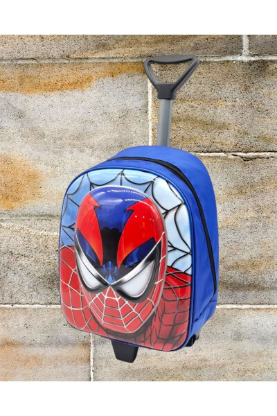 Kindergarten Preschool Spiderman Figured 2-6 Years Old 5d Printed Pull-Along Wheeled Backpack School Bag - 2