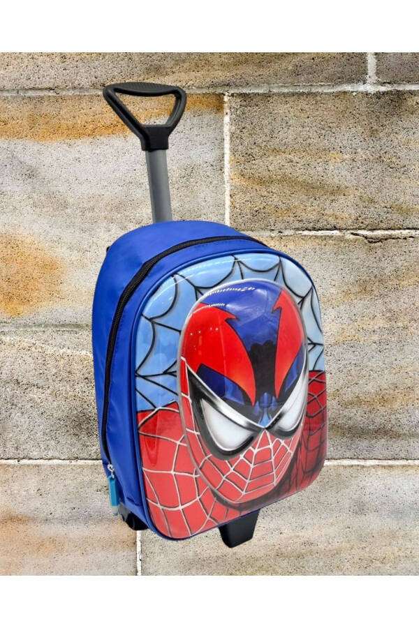 Kindergarten Preschool Spiderman Figured 2-6 Years Old 5d Printed Pull-Along Wheeled Backpack School Bag - 3