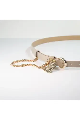 King Chain Medallion Detailed Women's Pants Belt, Jacket Belt, Dress Belt, Shirt Belt-BEIGE - 3