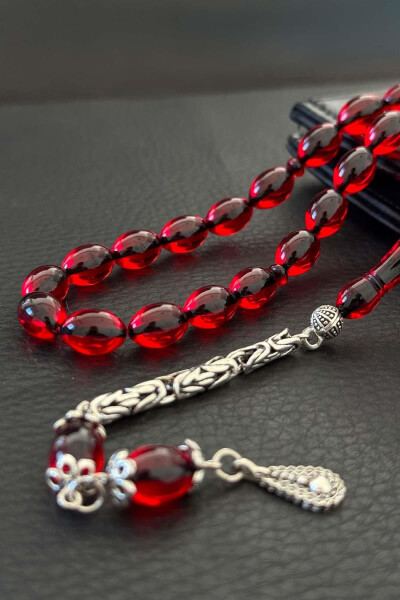 King chain velvet feel pull fire amber rosary - 2