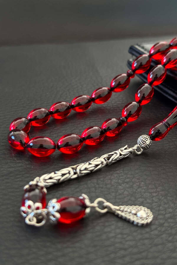 King chain velvet feel pull fire amber rosary - 2