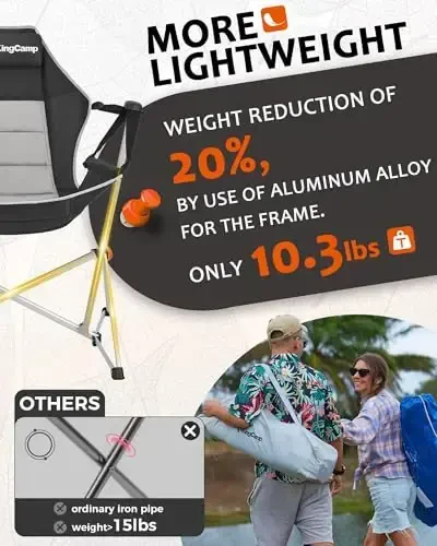 KingCamp Hammock Camping Chair, Swinging Portable Folding Camp Chairs for Adults Max 440lbs Heavy Duty Foldable Oversized Rocker with Aluminum Alloy Frame Cup Holder for Outdoor Beach Patio Sport - KingCamp (1)