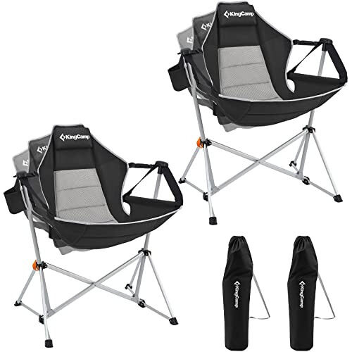 KingCamp Hammock Camping Chair, Swinging Portable Camp Chairs for Adults, 400lbs Heavy Duty Oversized Folding Rocking Chair with Adjustable Recline, Aluminum Alloy Frame for Outdoor Patio Beach Sport 