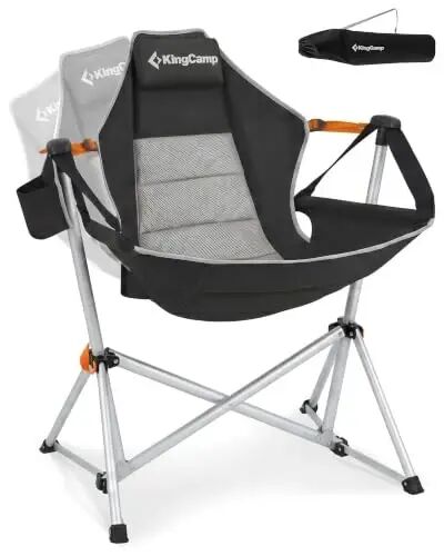 KingCamp Hammock Camping Chair, Swinging Portable Folding Camp Chairs for Adults Max 440lbs Heavy Duty Foldable Oversized Rocker with Aluminum Alloy Frame Cup Holder for Outdoor Beach Patio Sport 