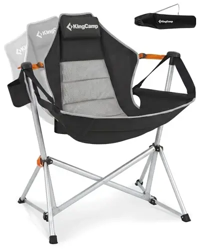 KingCamp Hammock Camping Chair, Swinging Portable Camp Chairs for Adults, 400lbs Heavy Duty Oversized Folding Rocking Chair with Adjustable Recline, Aluminum Alloy Frame for Outdoor Patio Beach Sport 