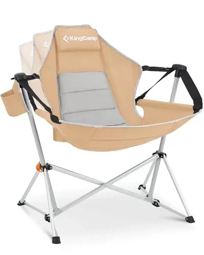 KingCamp Hammock Camping Chair, Swinging Portable Camp Chairs for Adults, 400lbs Heavy Duty Oversized Folding Rocking Chair with Adjustable Recline, Aluminum Alloy Frame for Outdoor Patio Beach Sport 