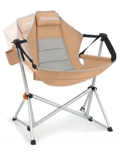 KingCamp Hammock Camping Chair, 400lbs Heavy Duty Swing Chairs for Adults | Portable Camp Chair, Oversized Folding Rocker, 10.3lbs Aluminum Frame, Adjustable recline for Outdoor Beach Patio RV Sport - 1