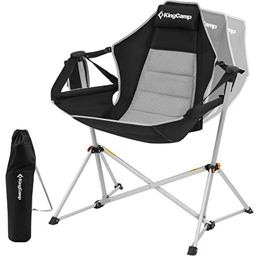 KingCamp Hammock Camping Chair, Aluminum Alloy Adjustable Back Swinging Chair, Folding Rocking Chair with Pillow Cup Holder, Recliner for Outdoor Travel Sports Games Lawn Concerts Backyard - 1