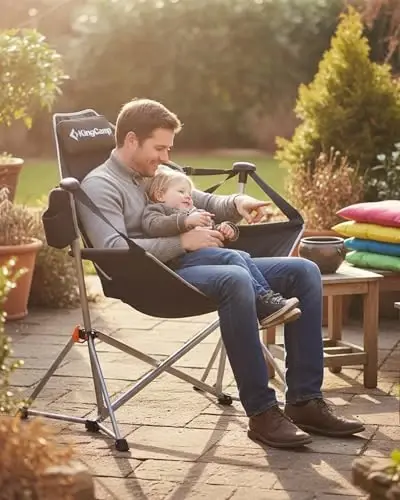 KingCamp Hammock Camping Chair, Aluminum Alloy Adjustable Back Swinging Chair, Folding Rocking Chair with Pillow Cup Holder, Recliner for Outdoor Travel Sports Games Lawn Concerts Backyard - KINGCAMP (1)