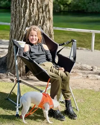 KingCamp Hammock Camping Chair, Aluminum Alloy Adjustable Back Swinging Chair, Folding Rocking Chair with Pillow Cup Holder, Recliner for Outdoor Travel Sports Games Lawn Concerts Backyard - 2