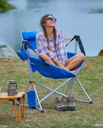 KingCamp Hammock Camping Chair, Aluminum Alloy Adjustable Back Swinging Chair, Folding Rocking Chair with Pillow Cup Holder, Recliner for Outdoor Travel Sports Games Lawn Concerts Backyard - KINGCAMP (1)