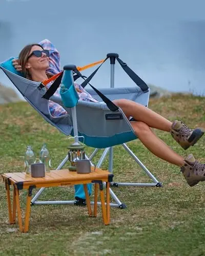 KingCamp Hammock Camping Chair, Aluminum Alloy Adjustable Back Swinging Chair, Folding Rocking Chair with Pillow Cup Holder, Recliner for Outdoor Travel Sports Games Lawn Concerts Backyard - KINGCAMP (1)