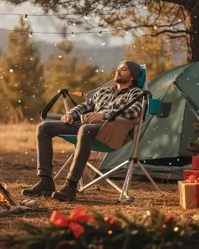 KingCamp Hammock Camping Chair, Aluminum Alloy Adjustable Back Swinging Chair, Folding Rocking Chair with Pillow Cup Holder, Recliner for Outdoor Travel Sports Games Lawn Concerts Backyard - 2