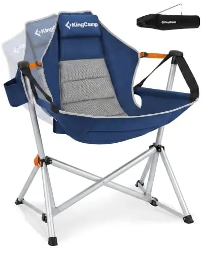 KingCamp Hammock Camping Chair, Swinging Portable Camp Chairs for Adults, 400lbs Heavy Duty Oversized Folding Rocking Chair with Adjustable Recline, Aluminum Alloy Frame for Outdoor Patio Beach Sport - 1