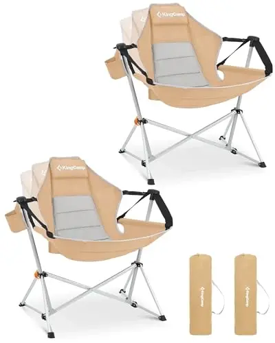 KingCamp Hammock Camping Chair, Swinging Portable Folding Camp Chairs for Adults Max 400lbs Heavy Duty Foldable Oversized Rocker with Aluminum Alloy Frame Cup Holder for Outdoor Beach Patio Sport 