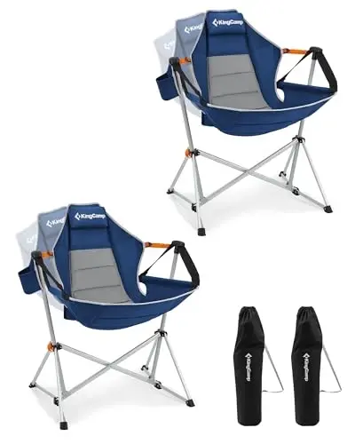 KingCamp Hammock Camping Chair, Swinging Portable Camp Chairs for Adults, 400lbs Heavy Duty Oversized Folding Rocking Chair with Adjustable Recline, Aluminum Alloy Frame for Outdoor Patio Beach Sport - KINGCAMP