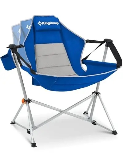 KingCamp Hammock Camping Chair, Swinging Portable Camp Chairs for Adults, 400lbs Heavy Duty Oversized Folding Rocking Chair with Adjustable Recline, Aluminum Alloy Frame for Outdoor Patio Beach Sport - KINGCAMP