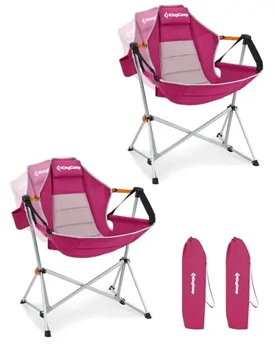 KingCamp Hammock Camping Chair, Swinging Portable Camp Chairs for Adults, 400lbs Heavy Duty Oversized Folding Rocking Chair with Adjustable Recline, Aluminum Alloy Frame for Outdoor Patio Beach Sport - KINGCAMP