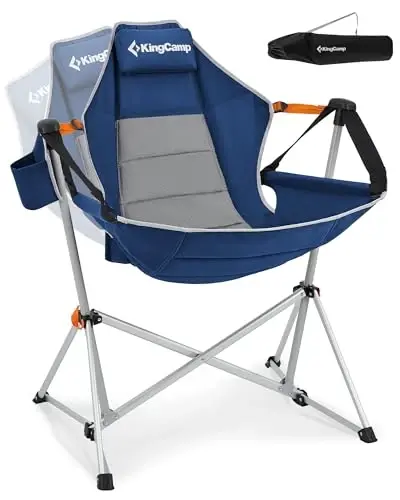 KingCamp Hammock Camping Chair, Swinging Portable Camp Chairs for Adults, 400lbs Heavy Duty Oversized Folding Rocking Chair with Adjustable Recline, Aluminum Alloy Frame for Outdoor Patio Beach Sport - KINGCAMP